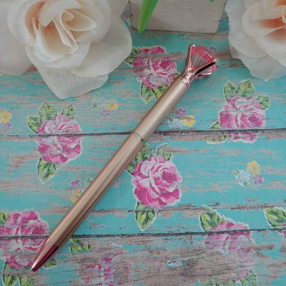 Diamond Rose Gold & Pink Ballpoint Pen Crystals